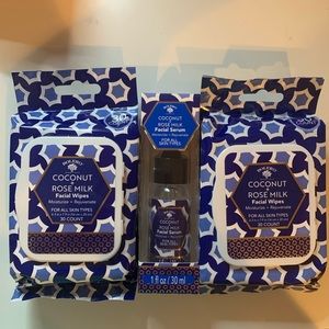 Coconut + rose milk wipes and face oil